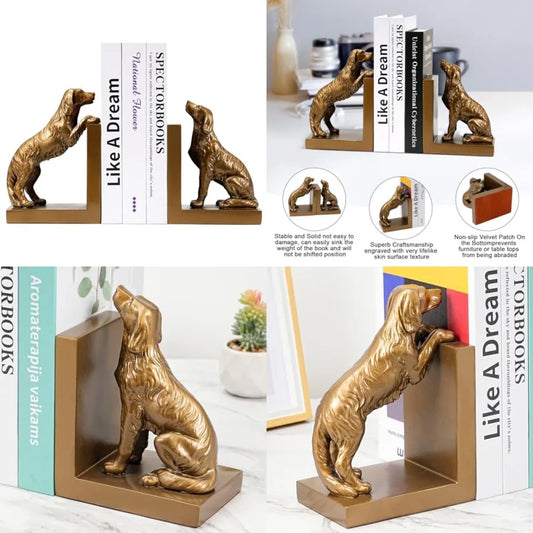 Heavy Duty Resin Dog Themed Bookends for Shelves and Desk