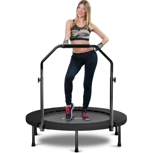None Rebounder Trampoline For Adults With Adjustable U Bar Handle