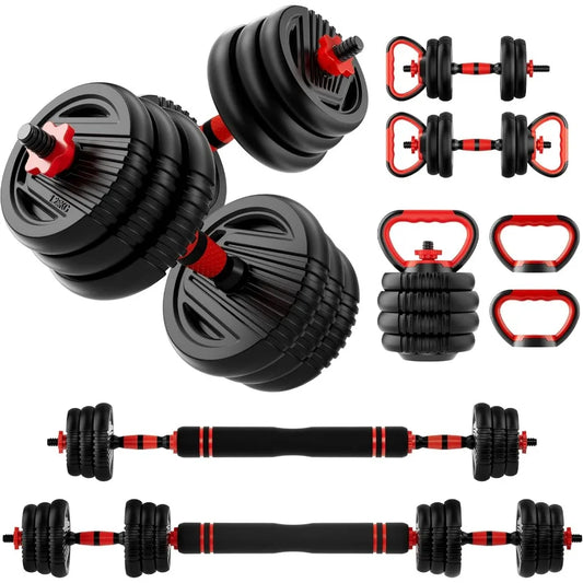 Adjustable Dumbbell Set 20 Lb 4 In 1 Barbell Kettlebell