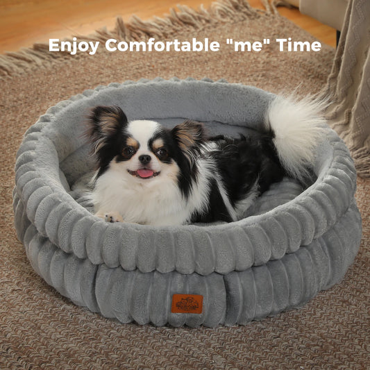 Dog Bed for Medium Dogs Cozy Cat Bed for Indoor Cats Washable Round Pet Bed House with Anti-Slip Bottom Suitable for All Seasons