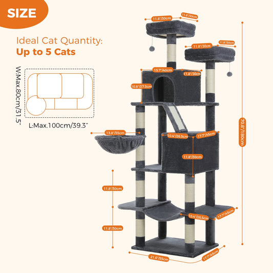 PAWZ Road Cat Tree With Scratching Posts And Hammock Perch Multi Level Tower
