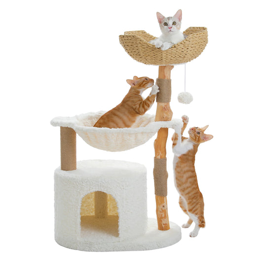 PAWZ Road Cat Tree Tower With Solid Wood Scratching Posts