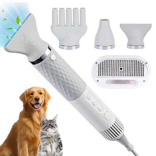 Portable Pet Hair Dryer Dog Grooming Blower -High Velocity Quiet Lightweight 1.2lbs with 3 Speeds for Home Travel Grooming