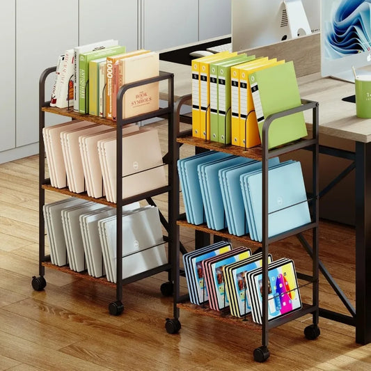 Rolling Utility Cart 3 Tier Storage Rack Metal Frame For Laptops